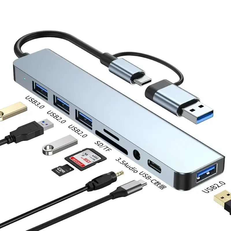 Typec docking station usb3.0 dual-port docking station splitter hub all-in-one computer tablet connection mouse keyboard