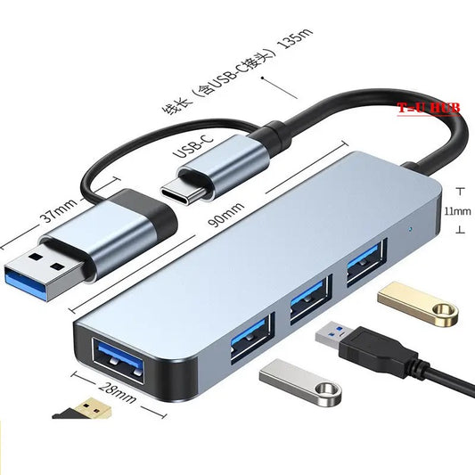 Typec docking station usb3.0 dual-port docking station splitter hub all-in-one computer tablet connection mouse keyboard