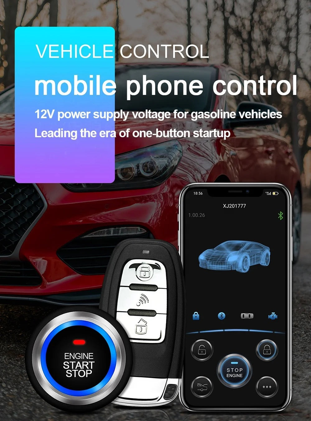 Car Remote Start Stop Kit Bluetooth Mobile Phone APP Control Engine Ignition Open Trunk PKE
Keyless Entry Car Alarm