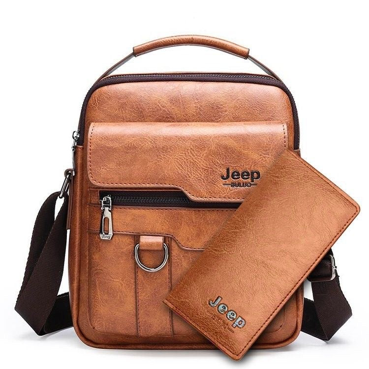 Genuine leather men's bag clamshell shoulder bag trendy Korean version casual bag small cross-body bag handbag men's cross-body bag