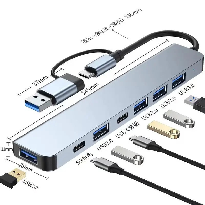 Typec docking station usb3.0 dual-port docking station splitter hub all-in-one computer tablet connection mouse keyboard