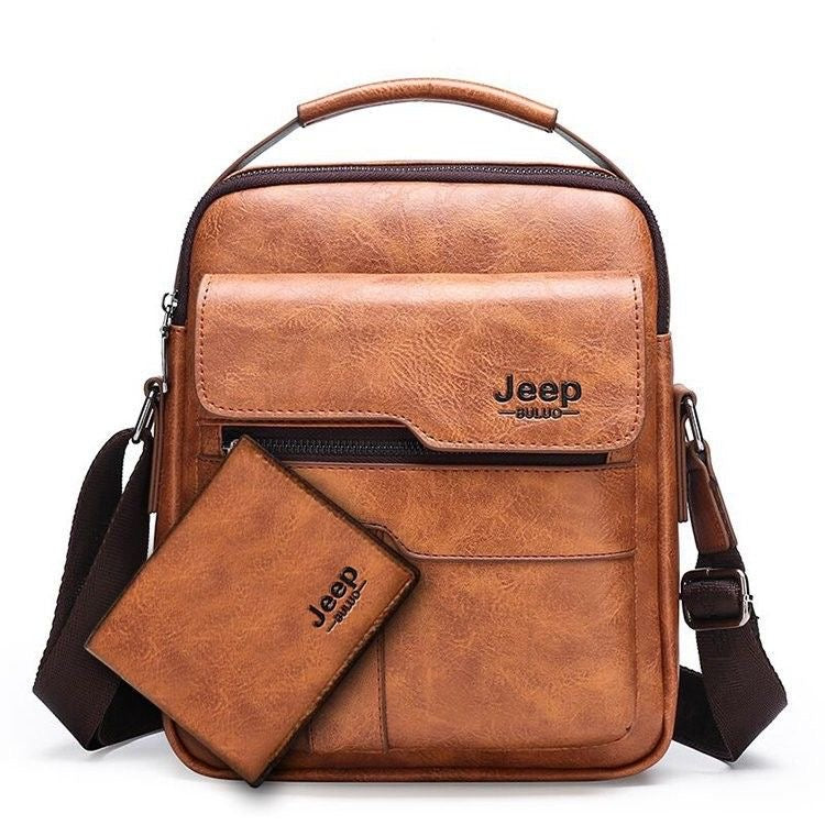 Genuine leather men's bag clamshell shoulder bag trendy Korean version casual bag small cross-body bag handbag men's cross-body bag