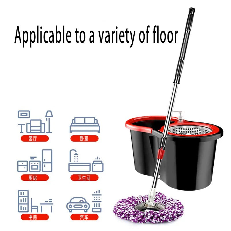 Black steel basket mop, barrel set God mop, double-drive hand pressure rotating mop barrel