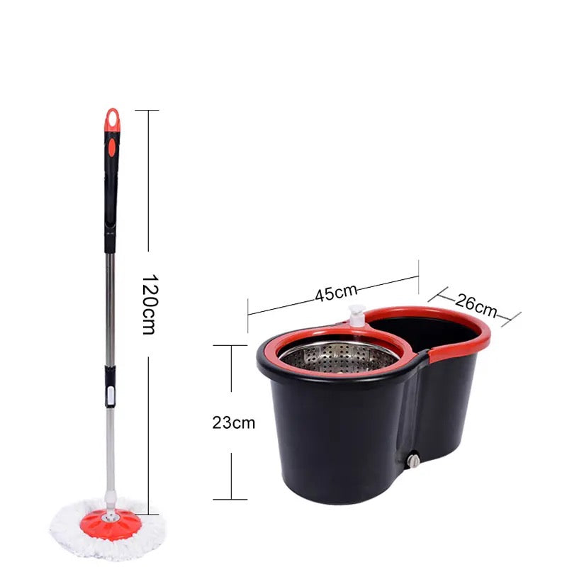 Black steel basket mop, barrel set God mop, double-drive hand pressure rotating mop barrel